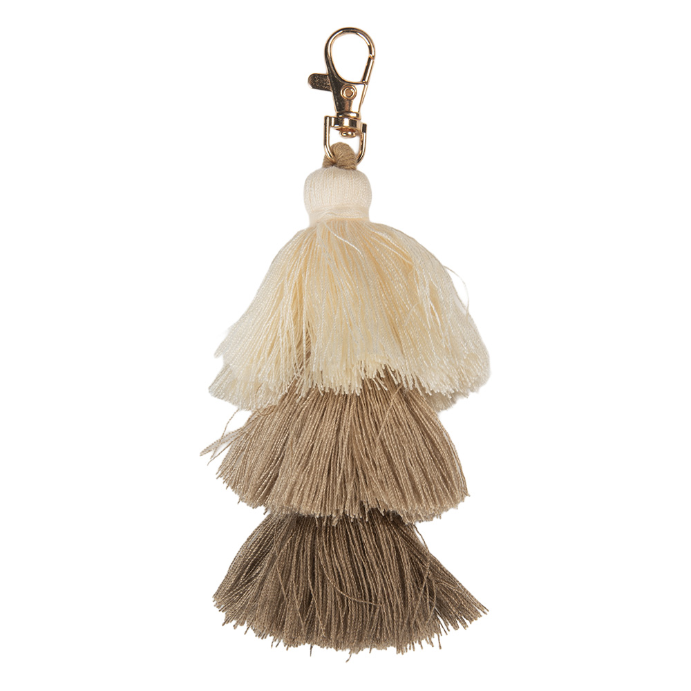 Sleutelhanger beige 4x4x13 cm