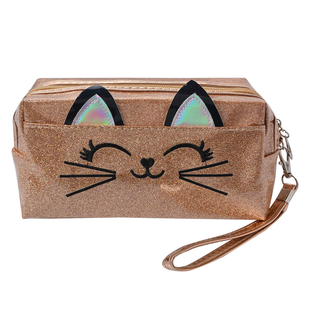 Toilettas 18x10 cm goudkleurig