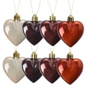 Kerstbal hart (set van 8) 5x1x5 cm