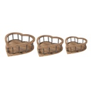 Mand van hout (set van 3) 33x33x10 / 26x26x9 / 20x20x8 cm