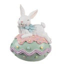Decoratie konijn op ei 11x9x15 cm