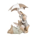 Decoratie konijnen met paraplu 19x16x23 cm