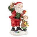 Decoratie kerstman met kind 8x6x13 cm